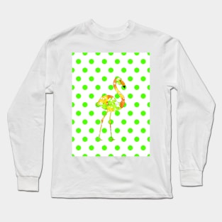 Flamingo On Green Long Sleeve T-Shirt